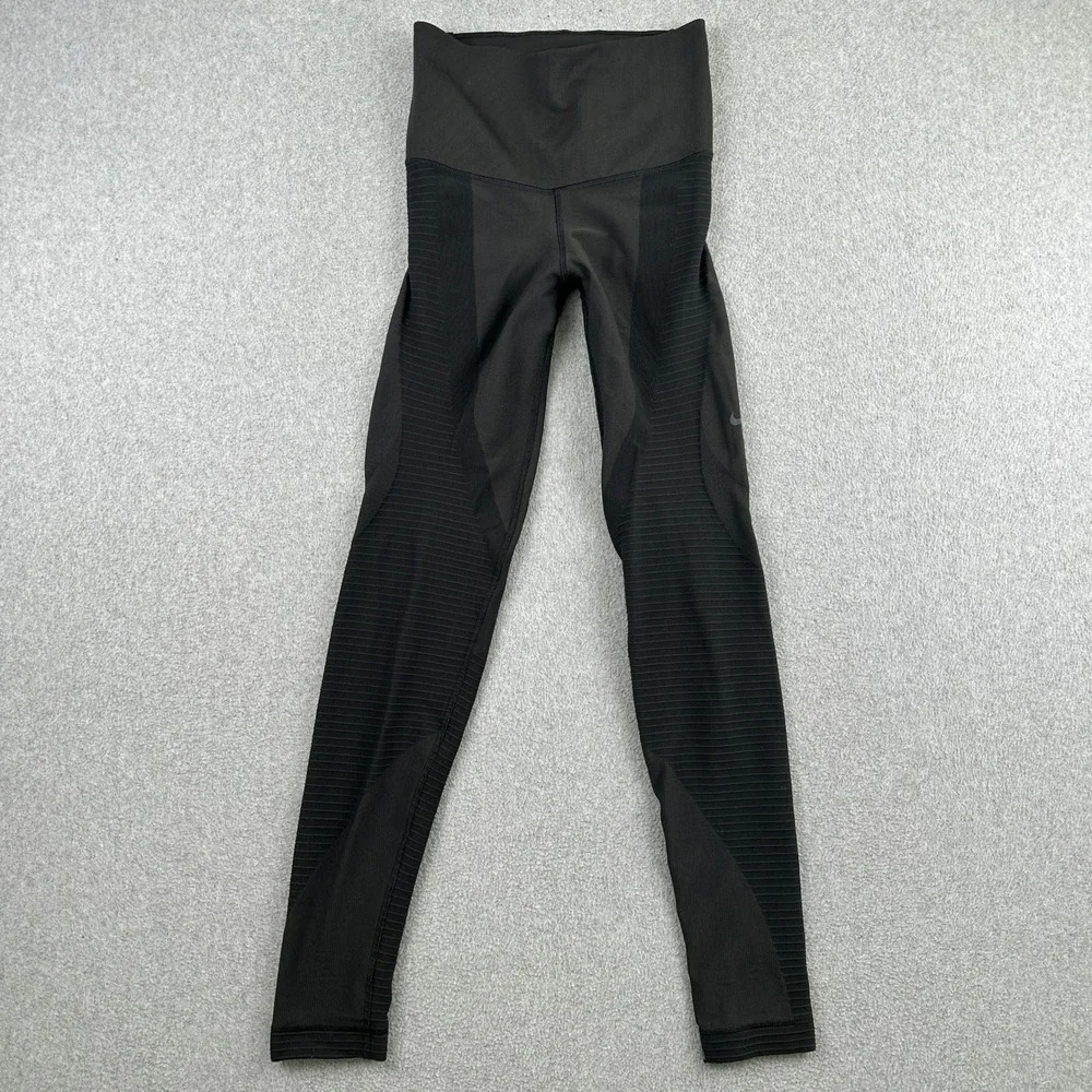 Nike Leggings Womens M Black Dri-FIT Zonal Strength Training Ribbed Athletic